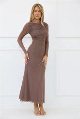 Thinking Pretty Long Sleeve Maxi Dress Mushroom