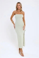 Tidal Glow Strapless Maxi Dress Green
