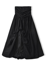 Yellow Strapless Slit Long Dress