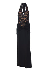 Halter Lace Black Twist Fitted Dress
