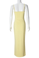 Yellow Simple Straps Fitted Long Dress