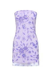 Yellow Strapless Beaded Tight Mini Dress