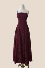 White Lace Cowl Neck A-line Long Dress