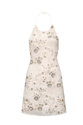 Halter Light Yellow Beaded Short Dress