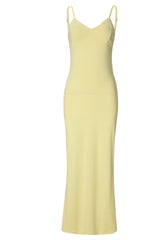 Yellow Simple Straps Fitted Long Dress