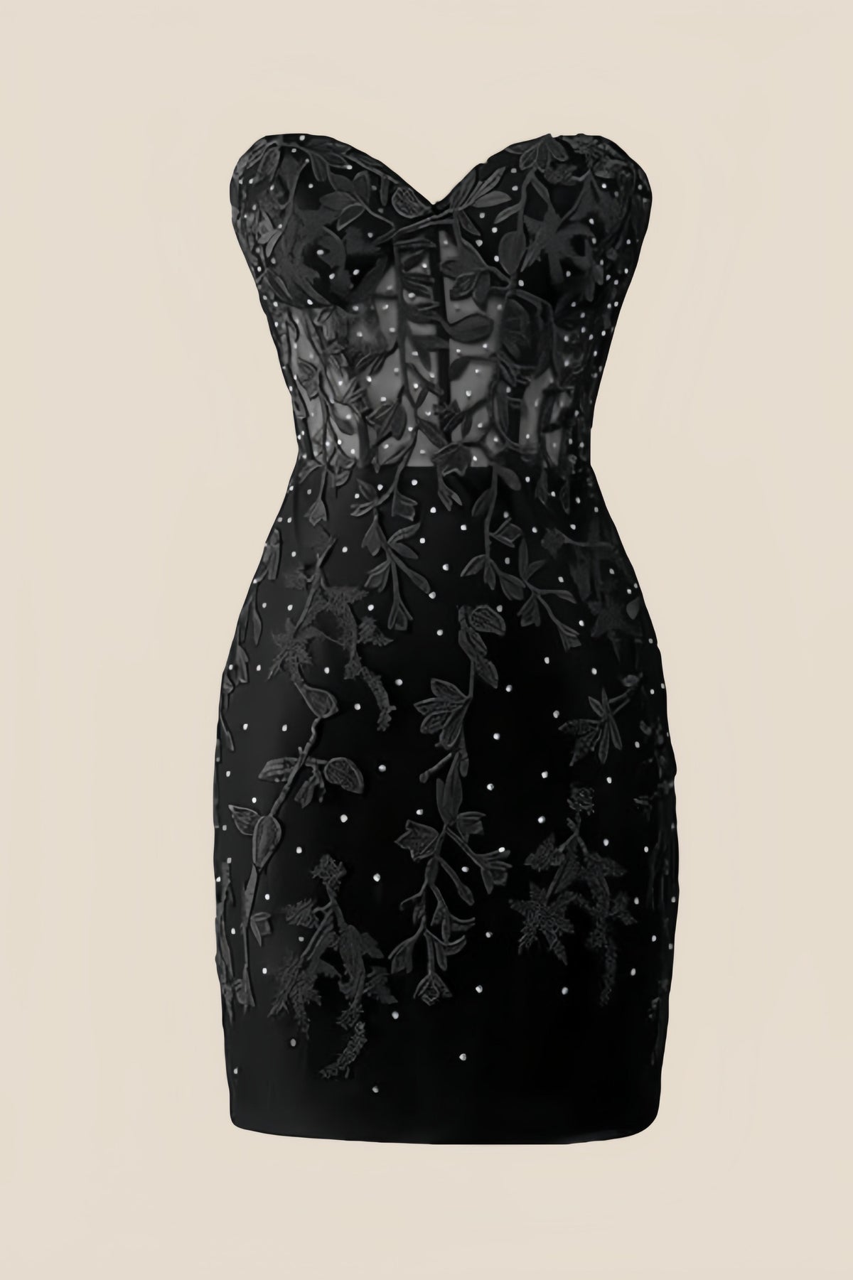 Sweetheart Black Lace Tight Mini Dress