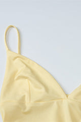 Yellow Straps V Neck A-line Short Dress